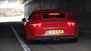 Porsche 991 GT3 with LOUD Akrapovic Exhaust  Start Revs amp Accelerations [upl. by Eladal943]