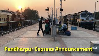 Pandharpur Express Announcement at Purna Junction  India Railways [upl. by Eileme872]