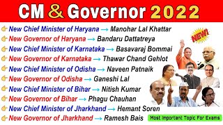 CM amp Governors 2022  मुख्यमंत्री और राज्यपाल 2022  All States CM  Current Affairs 2022 [upl. by Falzetta]