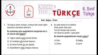 6 Sınıf Türkçe Kazanım Kavrama Testi 9  Edat Bağlaç ve Ünlem [upl. by Arammahs]