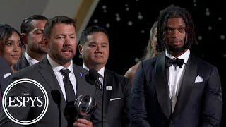 Damar Hamlin in tears presenting Bills training staff Pat Tillman Award  2023 ESPYS 📍 CapitalOne [upl. by Lia]