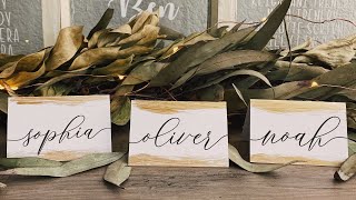 DIY Place Cards Custom Cards for Cricut Wedding  How to Add Tails to Fonts [upl. by Aticilef717]