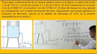 Problema  Calculando el caudal y la presión  Bernoulli equation  fluid dynamics [upl. by Phail]