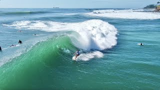 SURFING PUMPING Moffats Beach Sunshine Coast  CYCLONE SWELL [upl. by Bahe710]