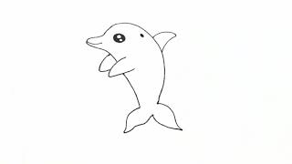 How to Draw a Cartoon Dolphin Cute and Easy [upl. by Islean]