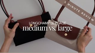 LONGCHAMP LE PLIAGE MEDIUM VS LARGE 5 MINUTE REVIEW  Comparison What Fits amp My Preferred Size [upl. by Muhcan]