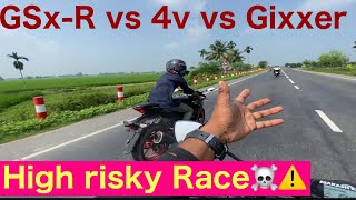 GsxR vs 4v Or Suzuki Gixxer Darg race 🔥🔥🔥 [upl. by Ahsikan]