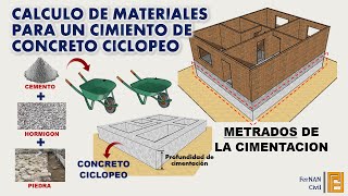 METRADOS DE UNA CIMENTACION  CALCULO DE MATERIALES [upl. by Arok]