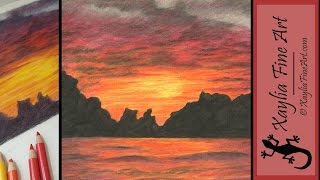 Tutorial how to draw a sunset in coloured pencils [upl. by Uird714]