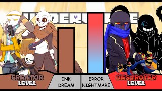 INKSans amp DreamSans VS ERRORSans amp NightmareSans Power Levels [upl. by Brianne647]