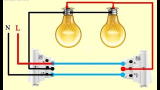 Two way switch wiring diagram for two lights  2 way switch with 2 lights [upl. by Belva]