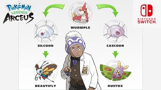 HOW YOUR WURMPLE WILL EVOLVE Pokémon Legends Arceus Silcoon to Beautifly or Cascoon to Dustox [upl. by Omoj]