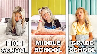 HIGH SCHOOL vs MIDDLE SCHOOL vs ELEMENTARY  BACK to SCHOOL MORNiNG ROUTiNE [upl. by Aynik138]