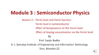 Semiconductor Physics Session 2 Fermi Level and Fermi Function [upl. by Candy]