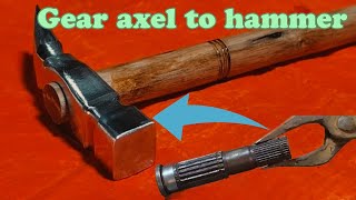 making a gear axel to hammer  hammer making video  transforminggearchiselblacksmithrustedcrafts [upl. by Irt]