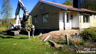 Dränering runt Hus med isodrän Timelaps [upl. by Holcomb]