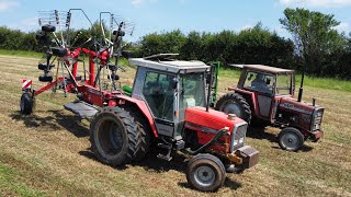 Classic and modern Massey Ferguson tractors grass harvest drone footage 2024 [upl. by Moberg]