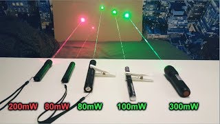 80mW  300mW Burning Laser Pointer Test Green vs Red [upl. by Bodi595]