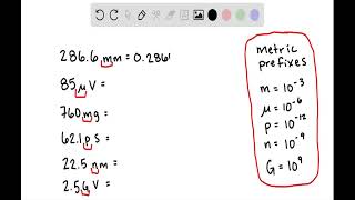 Write the following as full decimal numbers without prefixes on the units 286 6 mm 85 V 760 mg [upl. by Letnuhs]