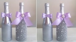 DIY MR AND MRS BLING CHAMPAGNE BOTTLE DECOR [upl. by Obala828]