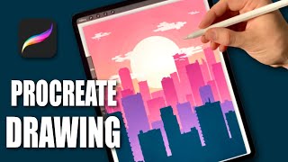 Lets Draw a Sunset Cityscape on my iPad [upl. by Annayt432]