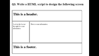 design a given screen frameset htmlHeader footer in htmlWeb practical solution [upl. by Suter]