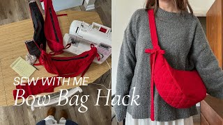 Quilted Bow Bag Hack  Sewing Tutorial  Crossbody Bag Pattern [upl. by Sukul575]