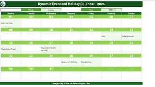 Printable Holiday and Event Calendar in Excel  FREE Download [upl. by Iramat614]