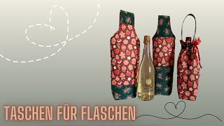 Taschen für Flaschen nähen zwei Varianten Flaschentasche nähen [upl. by Assirialc]