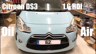 Citroen DS3 16 ehdi Oil and Air Filter Change Service C4 Cactus Peugeot 207 [upl. by Banky]