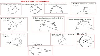 ÁNGULOS EN LA CIRCUNFERENCIA EJERCICIOS [upl. by Aisila575]