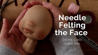 Dollmaking Needle Felting a Doll Face  Sneak Peek Online Class for Natural Fiber Art Dolls [upl. by Rue9]