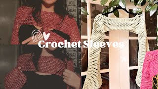 Easy Fishnet Sleeves  Shrug  Bolero  mesh top  Crochet Tutorial [upl. by Aleira]