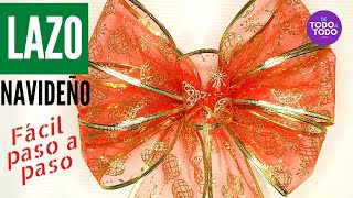 🎄Cómo hacer un LAZO o MOÑO con cinta para ÁRBOL de NAVIDAD FACIL 👉Explicación detallada🎄DIY BOWS [upl. by Ahsena]