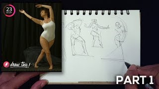 Gesture Drawing Demo Part 1 of 3 1 Minute Poses [upl. by Tekcirc]