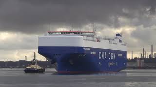 CMA CGM INDIANAPOLIS LNGPOWERED VEHICLE CARRIER MAIDEN CALL TO SOUTHAMPTON 240224 [upl. by Ivets]