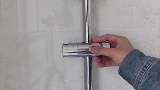 Chrome Shower Rail Head Slider Holder Adjustable Bracket [upl. by Anaib]