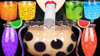 ASMR RAINBOW DRINKS GIANT BOBA BUBBLE TEA CANDY VAMPIRE FROG EGGS TEA 신기한 물 먹방 DRINKING SOUNDS [upl. by Soutor803]