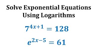 Ex 3 Solve Exponential Equations Using Logarithms [upl. by Dnaltroc384]