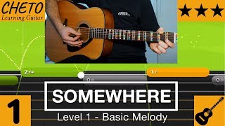 SOMEWHERE  Yousician Level 1  Beginner Basic Melody  Acoustic Guitar [upl. by Ocire]