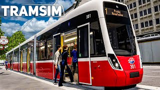 TRAMSIM In der Flexity auf Linie 1 in WIEN  Straßenbahn Simulator [upl. by Alleunam739]