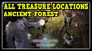 MHW Iceborne Ancient Forest All Treasure Locations  Ultimate Collector Trophy  Achievement Guide [upl. by Bocaj]