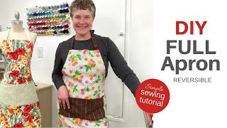 DIY Full Apron  Reversible  Sewing Tutorial [upl. by Erdrich118]