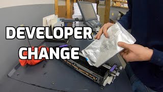 Developer Change on Konica Minolta 1200 PRO Fixing Error Code c2803 [upl. by Annohsat]