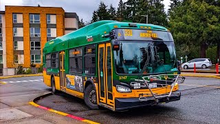 Ride on a King County Metro 2014 New Flyer XDE35 3747 with startup [upl. by Adlitam]