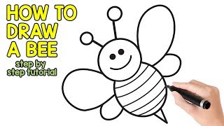 How to Draw a Bee Step by Step Drawing Tutorial [upl. by Coniah26]