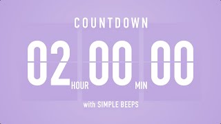 2 Hours Countdown Flip Clock Timer  Simple Beeps 🫐 🔔 [upl. by Coppola]