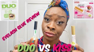 EYELASH GLUE  DUO BRUSHON LASH ADHESIVE VS KISS STRIP LASH ADHESIVE REVIEW 2022  SOSO MODELS [upl. by Campball]