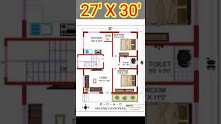 27 X 30 House Plans  North Facing 27X30 House Plan  27 by 30 Home Design [upl. by Eeima]