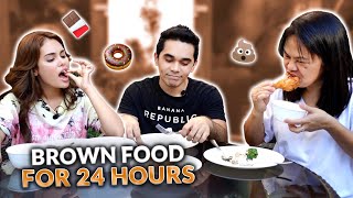 EATING BROWN FOOD FOR 24 HOURS CHALLENGE  HASH ALAWI [upl. by Eisso]